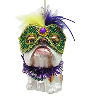 【中古】【輸入品・未使用】December Diamonds Glass Ornament - Bulldog, Mardi Gras Theme [並行輸入品]