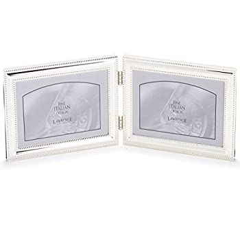 【中古】【インポート品・未当て嵌める】Lawrence Frames 510775D Silver Double Bead Hinged Double Picture Frame, 7 by 5-Inch [並行輸入品] キッチン用品・食器・調理器具-その他