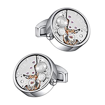 【中古】【インポート品・未当て嵌める】Mr.Van Watch Movement Cufflinks Silver Vintage Steampunk for Men\u0027s Father\u0027s Day Deluxe Gift (商いもの範疇 : 折り返し) [並行輸入品]
