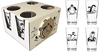 【中古】【輸入品・未使用】Corkology.com 412-1 Penguins Pint Pack with Matching Coaster Set, Clear [並行輸入品]
