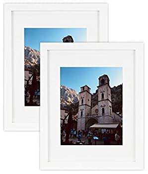 【中古】【輸入品・未使用】Golden State Art, Set of 2 White Photo Wood Frame 11x14 with Real Glass Mat for 8x10 Picture [並行輸入品]