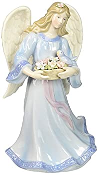 【中古】【輸入品・未使用】Cosmos 80112 Fine Porcelain Angel with Flower Basket and Bird Musical Figurine, 8-Inch [並行輸入品]