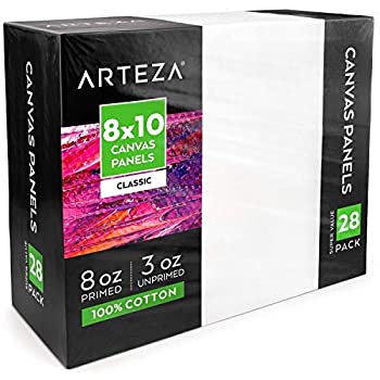 【中古】【輸入品・未使用】Arteza 8x10” White Blank Canvas Panels Boards, Bulk Pack of 28, Primed, 100% Cotton for Acrylic Painting, Oil Paint & Wet Art Media, C