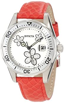 【中古】【輸入品・未使用】[インヴィクタ]Invicta 腕時計 ProDiver Silver Dial Crystal Accented Flowers Red Leather Watch 12513 レディース [並行輸入品]