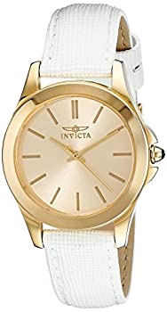 【中古】【輸入品・未使用】インヴィクタ Invicta Women's 15149 Angel 18k Yellow Gold Ion-Plated Stainless Steel Watch with White Leather Band [並行輸入品]