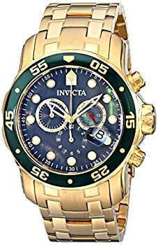 【中古】【インポート品・未当て嵌める】インヴィクタ Invicta Mens Pro Diver Scuba Swiss Chronograph Black Dial 18k Gold Plated Watch 80074 [並行輸入品]