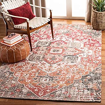 【中古】【インポート品・未当て嵌める】Safavieh Saffron Collection SFN392F Hand-woven Area Rug, 5フィート x 8フィート, Beige/Red 商いもの科目: 引っ敷き 引っ敷き [並行輸入品]