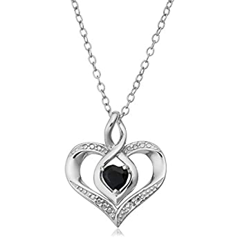 【中古】【輸入品・未使用】Kooljewelry スターリングシルバー ダイヤモンド アクセント 誕生石 ハートペンダントネックレス (18インチ) シルバー