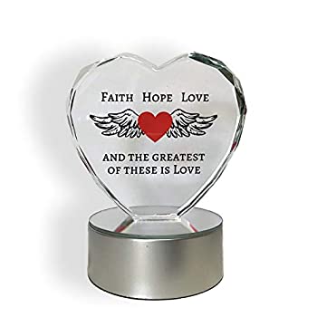 【中古】【インポート品・未当て嵌める】BANBERRY DESIGNS Faith Hope Love Heart - LED軍事基地に点火装置付き添い人硝子ハート型 - The Greatest of These is Love Decor - 御芽出度