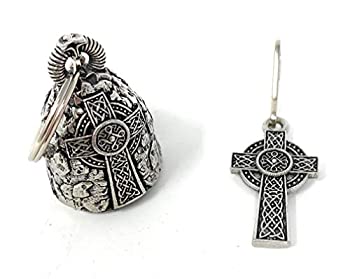【中古】【輸入品・未使用】Bravo Bells ケルトクロスベル お揃いのケルトクロスジッパープル付き 2個セット バイカーに幸運を伝える