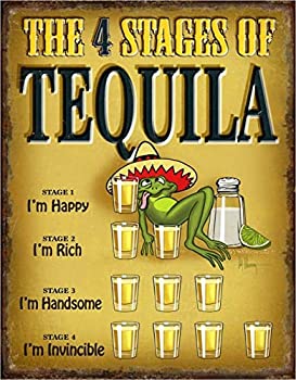 【中古】【輸入品・未使用】Desperate Enterprises 4 Stages of Tequila ブリキ看板 幅12.5インチ x 高さ16インチ