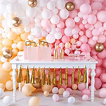 【中古】【輸入品・未使用】Macaron ピンクベビーピンクマカロンイエローバルーンガーランドアーチキットバックドロップ132個ゴールドメタリックホワイトバルーンセット 結