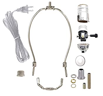 【中古】【輸入品・未使用】B&P Lamp ニッケルメッキ仕上げ テーブルランプ 配線キット 6インチハープ 3方向ソケット付き