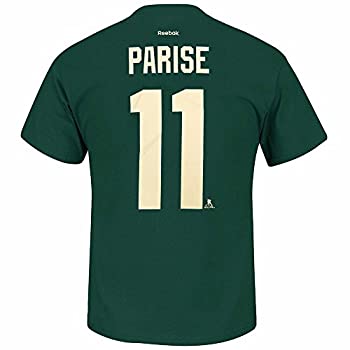 【中古】【インポート品・未当て嵌める】Zach Parise Minnesota Wild NHLリーボックメンズグリーンPlayer Name \u0026 Numberプルオーバーティーシャツ 緑であること