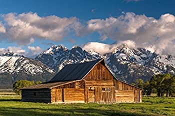 【中古】【インポート品・未当て嵌める】張り出しFoundryルーラル地域木製バーン下Grand Teton山フォトアートプリントby proframes 36x24 inches 197049 キッチン用品・食器・調理器具-その他