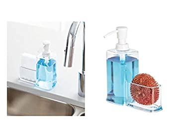 【中古】【輸入品・未使用】iDesign Vella プラスチックポンプ キャディーソープディスペンサー 収納コンパートメント付き バスルーム キッチン カウンタートップ クリア
