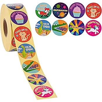 【中古】【輸入品・未使用】モチベーションを高める スペイン語 報酬ステッカー ロール 子供用 (1000ピース)｜スカイマーケットプラス