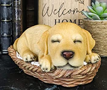 【中古】【輸入品・未使用】Ebros 本物そっくりの愛らしいラブラドールレトリバー 犬 枝編みバスケットで眠る像 長さ6.25インチ リアルなペット仲間犬種 コレクターズ樹脂装