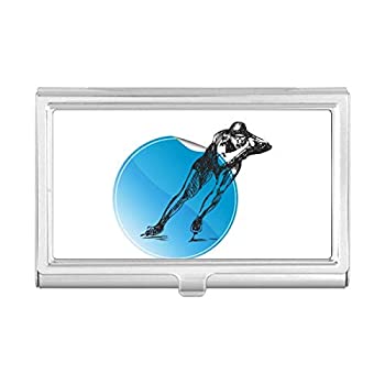 【中古】【インポート品・未当て嵌める】ウィンタースポーツ 滑る 青み 水彩画 名刺保持者 入れもの 衣嚢ボックス席 紙入れ