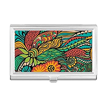 【中古】【インポート品・未当て嵌める】かざり付けるお定まり 派手 抽象化的な花 名刺保持者 入れもの 衣嚢 ボックス席 紙入れ