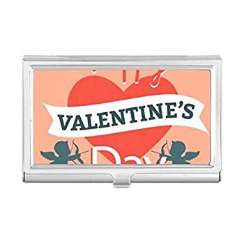 【中古】【インポート品・未当て嵌める】Happy Valentine\u0027s Day ハート形天使名刺保持者入れもの 衣嚢ボックス席 紙入れ