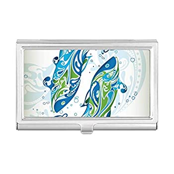 【中古】【インポート品・未当て嵌める】魚の波 海 毛の荒物 名刺保持者 入れもの 衣嚢ボックス席 紙入れ