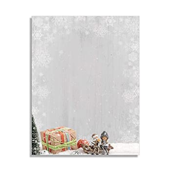 【中古】【輸入品・未使用】かわいいクリスマスシーンステーショナリーペーパー - 80枚のレターヘッド、冬&休日のイベント用