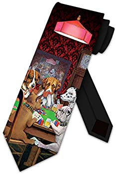 【中古】【輸入品・未使用】ポーカーネクタイ ネクタイ 3匹のルーカー犬, ブラック, One Size
