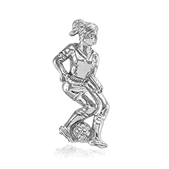 【中古】【輸入品・未使用】925スターリングシルバーFemale Soccer Player Futbolスポーツチャームペンダント