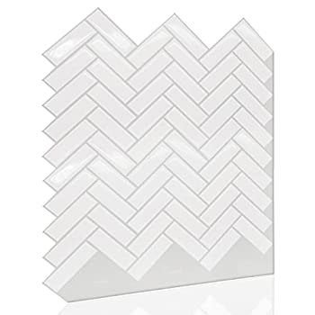 【中古】【輸入品・未使用】WALPLUS ホワイト光沢3Dピールアンドスティックタイル キッチン バックスプラッシュ モザイクタイルステッカー タイルペイント スプラッシュバッ
