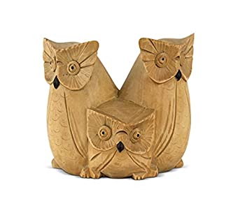 【中古】【輸入品・未使用】G6 COLLECTION 木製 ハンドメイド フクロウと家族の置物 手作り 足の像 アート ホームインテリア 彫刻 装飾 アクセント デコレーション フクロウ|スカイマーケットプラス