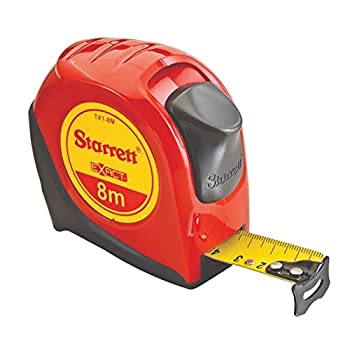 【中古】【輸入品・未使用】Starrett Exact KTX1-8M-N ABS Plastic Case Red Measuring Pocket Tape, Metric Graduation Style, 8m Length, 25.4mm Width, 1.58mm Graduatio