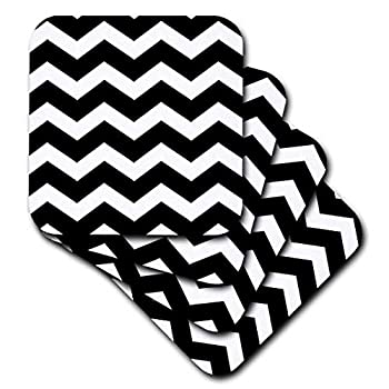 【中古】【インポート品・未当て嵌める】(set-of-4-Ceramic) - 3dRose cst_179670_3 Black and White Chevron Zig Zag Pattern-Stylish Big Bold Zigzags-Ceramic Tile Coasters, Set of