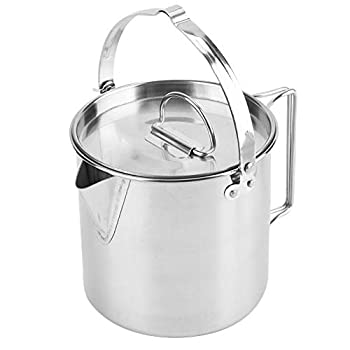 【中古】【インポート品・未当て嵌める】Pasamer 1.2L アウトドア 携帯型 折りたたみ ステンレス鋼スチール写真 湯わかし 膳立て手道具 珈琲 お茶 ピクニック 難民キャンプ ポット しろがね色