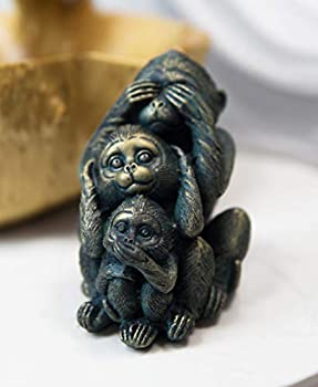 【中古】【インポート品・未当て嵌める】Ebros 心のはずみな色あせたブロンズ色 「See Hear Speak No Evil Monkeys」像 ジャングルの抜け目ない猿3個 毛の荒物 熱帯熱帯雨林 猿 身寄り 父 赤ちゃんと赤ちゃん