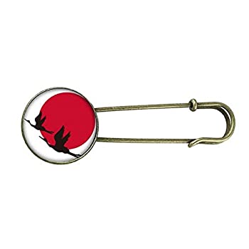 【中古】【輸入品・未使用】日本 レッド ブラック 飛ぶガチョウ レトロ メタル ブローチ ピン クリップ ジュエリー