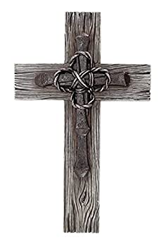 【中古】【輸入品・未使用】Comfy Hour Cross On The Wall コレクション フェイクウッドデザイン インダストリアルスタイル ネイルとワイヤークロス ブラウン