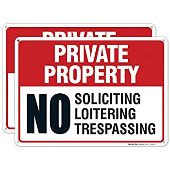 【中古】【輸入品・未使用】(2 Pack) Private Property Sign No Soliciting No Loitering No Trespassing 10x14 Rust Free Aluminum Weather/Fade Resistant Easy Mounting