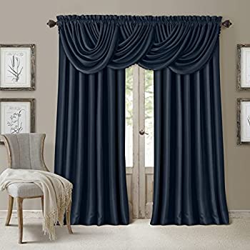 【中古】【輸入品・未使用】Elrene Home Fashions オールシーズン エネルギー効率 遮光 ロッドポケット ウィンドウパネル 52インチ x 84インチ (1) ネイビー|スカイマーケットプラス