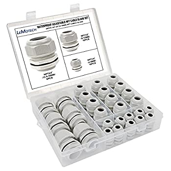 【中古】【輸入品・未使用】LeMotech 28パック NPT 1/4インチ 1/2インチ 3/4インチ ケーブルグランドキット 防水 調節可能 4-18mm ケーブルコネクタ グレー ナイロンジョイ 21,002円