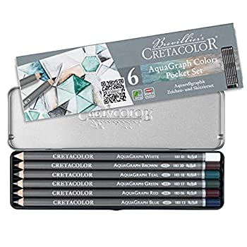 【中古】【輸入品・未使用】Cretacolor AquaGraph グラファイトアクアレルセット、6個 (1個パック) ホワイト、ブラウン、ティール、グリーン、レッド、ブルー｜スカイマーケットプラス