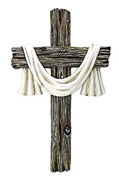 【中古】【輸入品・未使用】Comfy Hour Cross On The Wallコレクション フェイクウッドデザイン ホワイトスカーフクロス ブラウンとホワイト