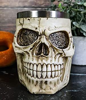 【中古】【輸入品・未使用】クールエイリアンスケルトンスカル樹脂Drinking Mug Cup withステンレススチールリム内部