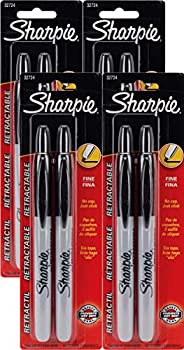 【中古】【輸入品・未使用】Sharpie 細字格納式油性マーカー ブラック 2本入り (4本パック)