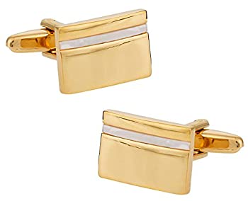 【中古】【インポート品・未当て嵌める】Cuff-Daddyお母さん オブ パール ゴールド声の調子 カフスリンク 納めるボックス席付き添い人