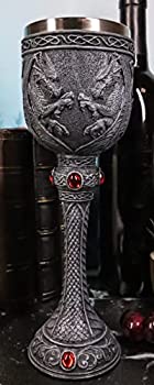【中古】【インポート品・未当て嵌める】Ebros Mediaeval Wizard\u0027s Blood Alchemy Tall Twin Dragons Wine Goblet Chalice 180ml Capacity 23糎 H