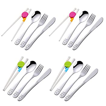 【中古】【輸入品・未使用】Poylim Stainless Steel Children Flatware Set (Silver-4 Set)