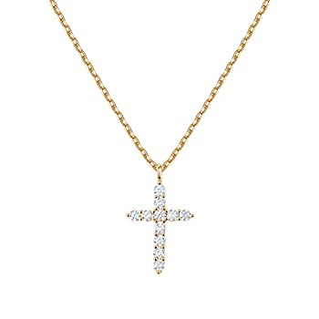 【中古】【輸入品・未使用】PAVOI 14K ゴールドメッキ クロスネックレス 女性用 | クロスペンダント | 女性用ゴールドネックレス, キュービックジルコニア|スカイマーケットプラス