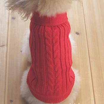 【中古】【インポート品・未当て嵌める】(タンパン) Tangpan 愛玩動物 犬 スウェーター 生あたたかい 厚地の外套 赤いこと L