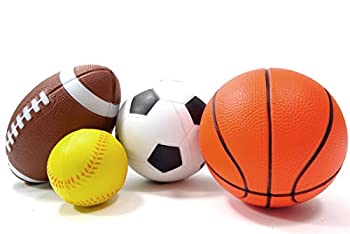 【中古】【輸入品・未使用】PowerTRCA Set of 4 Sports Balls for Kids (Soccer Ball, Basketball, Football, Baseball)